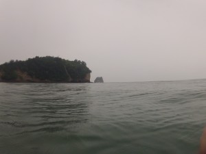 Blick auf die Inseln und Küste - und viele Wolken